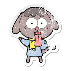 distressed sticker of a cute cartoon dog