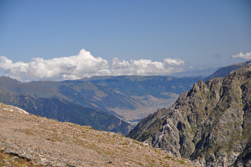 Closeup mountains scenes in national park Dombai, Caucasus, Russia