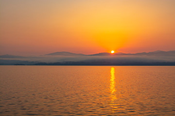 golden sunrise in greece