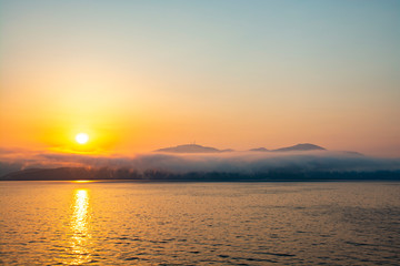 golden sunrise in greece
