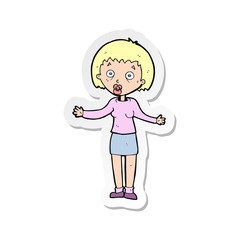 sticker of a cartoon woman making excuses
