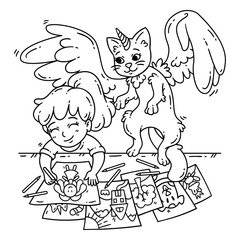 Cute little girl and her imaginary friend.