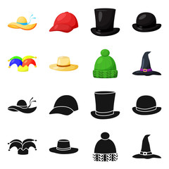 Vector design of clothing and cap sign. Collection of clothing and beret vector icon for stock.
