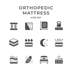 Set icons of orthopedic mattress