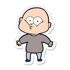 sticker of a cartoon bald man staring