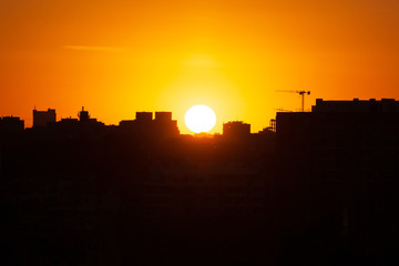 view on sunset in Kyiv, Ukraine