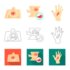 Fototapeta premium Vector illustration of hospital and rendering symbol. Set of hospital and help vector icon for stock.