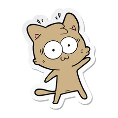 sticker of a cartoon surprised cat
