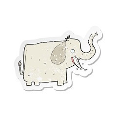 retro distressed sticker of a cartoon happy elephant