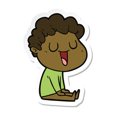 sticker of a laughing cartoon man