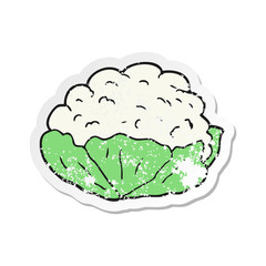 retro distressed sticker of a cartoon cauliflower