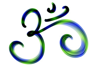 sign ohm abstract illustration background, multicolored grunge texture yoga style