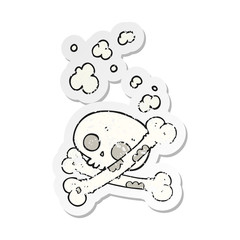 retro distressed sticker of a cartoon old pile of bones