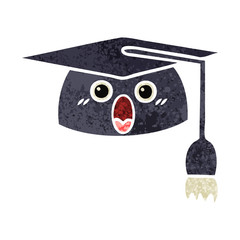 retro illustration style cartoon graduation hat