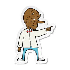 sticker of a cartoon old man pointing
