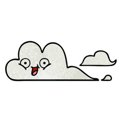 retro grunge texture cartoon happy cloud