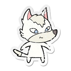 Obraz na płótnie Canvas distressed sticker of a friendly cartoon wolf