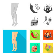 Vector illustration of medical and pain  symbol. Set of medical and disease vector icon for stock.