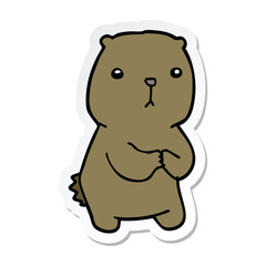 sticker of a cartoon worried bear
