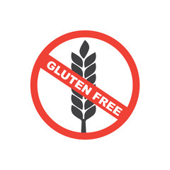 No gluten. White gluten free sign. Wheat gluten free grain icon