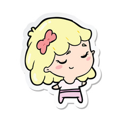 sticker of a cartoon happy girl