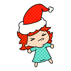 christmas cartoon of kawaii girl