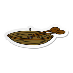 sticker cartoon doodle of a wooden boat