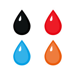 set of colored Drops . Vector illustration on white baclground.