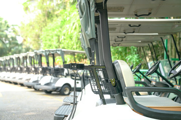 Golf carts parked outdoor