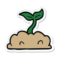 sticker of a cartoon growing seedling