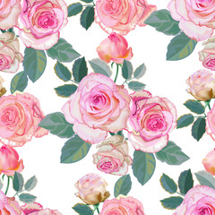 Pink rose seamless pattern -vector