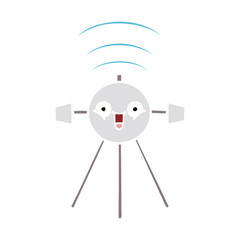 flat color retro cartoon satellite