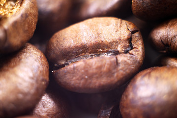 coffee roasted grains macro shot, close-up