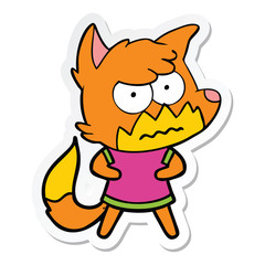 sticker of a cartoon annoyed fox