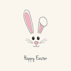 Happy Easter - greeting card with Easter bunny. Vector