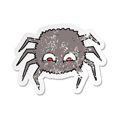 retro distressed sticker of a cartoon spider