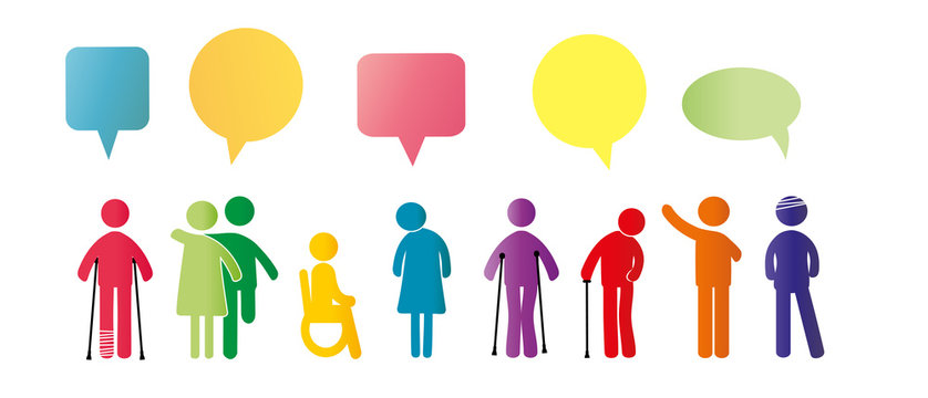 Mentally and physically disabled. Colorful pictograms