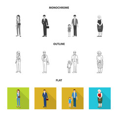 Isolated object of character and avatar  symbol. Collection of character and portrait vector icon for stock.