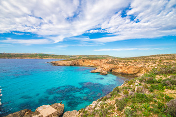 Beautiful landscape of Blue Lagoon of Malta island