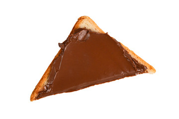 Сhocolate paste sandwich isolated on white background.