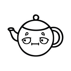 Obraz premium line drawing cartoon teapot