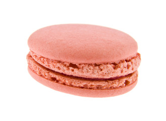 pink macaroon isolated on white background