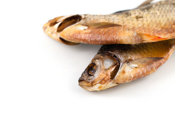 Dried fish, roech insulated on white background