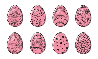 Hand drawn Easter eggs - set. Vector