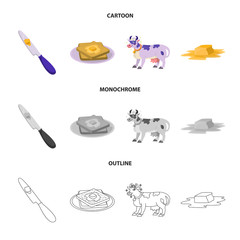 Isolated object of creamy and product symbol. Collection of creamy and farm vector icon for stock.