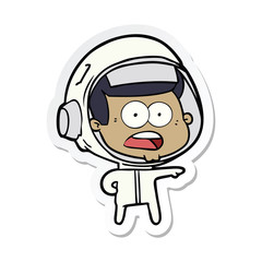 sticker of a cartoon surprised astronaut