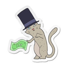 sticker of a cartoon rich cat