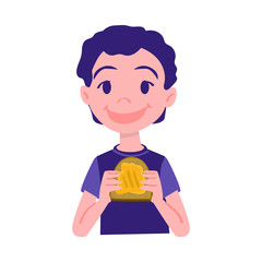 Vector design of boy and sandwich symbol. Set of boy and butter vector icon for stock.