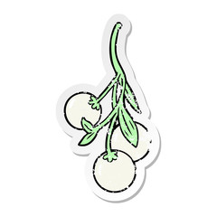 distressed sticker of a cartoon mistletoe