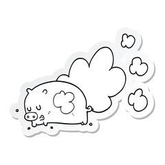 sticker of a cartoon smelly pig